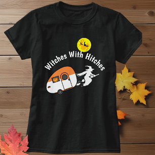 Witches With Hitches Halloween Silhouette Camper T-Shirt