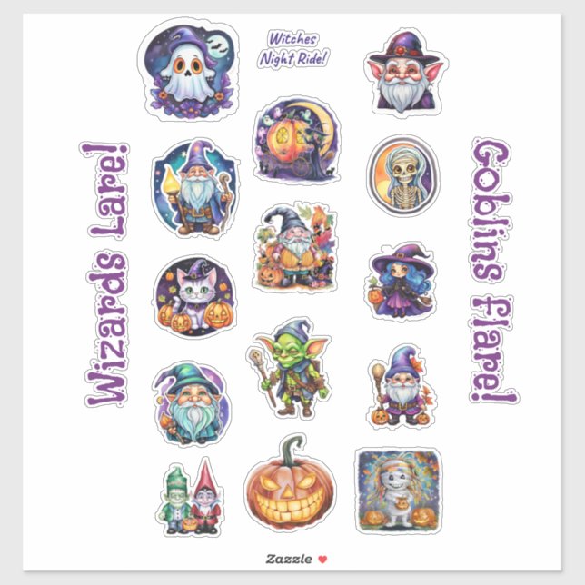 Witches, wizards & goblins!  sticker (Sheet)