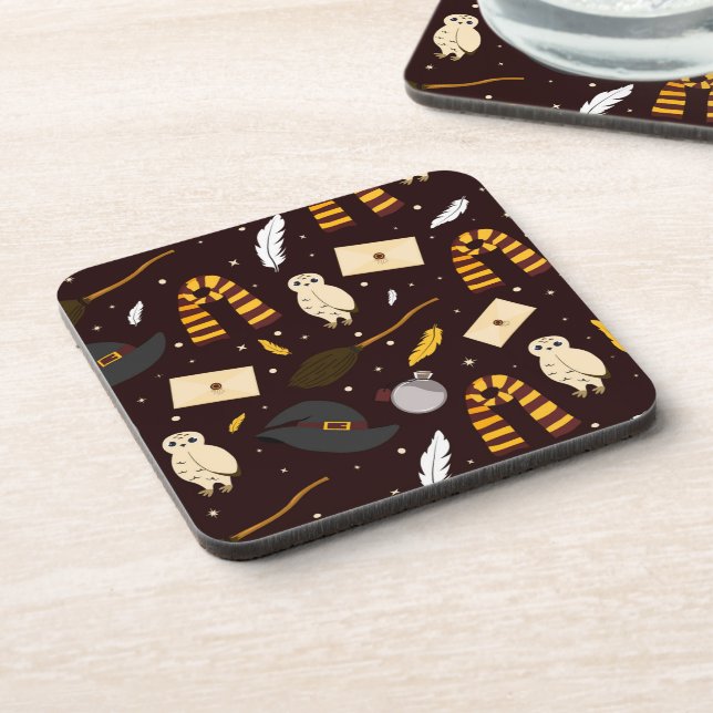 Witches, Wizards & Magic Pattern Beverage Coaster (Left Side)