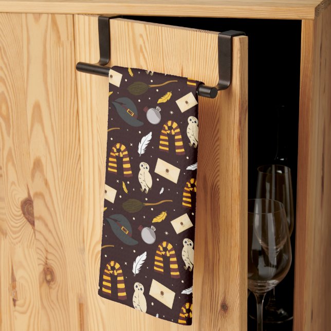 Witches, Wizards & Magic Pattern Kitchen Towel (Thirds Fold)
