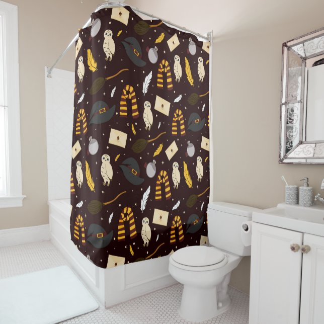 Witches, Wizards & Magic Pattern Shower Curtain (In Situ)