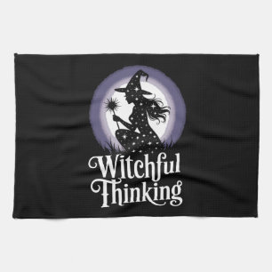 Witchful Thinking Halloween Girl T-shirt Kitchen Towel