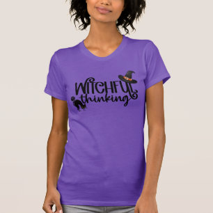 Witchful Thinking Hat & Cat Halloween Cotton T-Shirt
