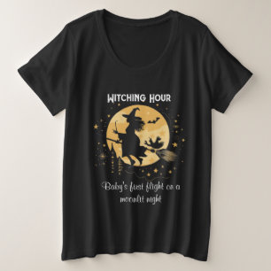 Witching Hour: Baby's first flight on a moonlit Plus Size T-Shirt