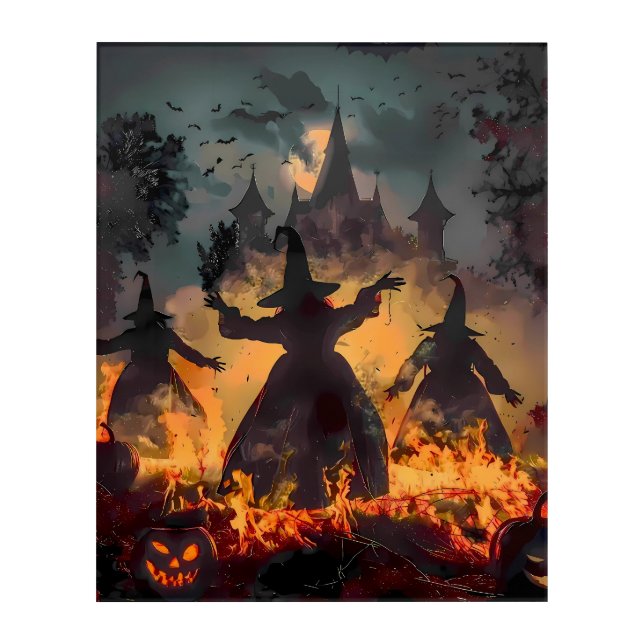 Witching Hour Ritual – Fire Dance of the Three Sis Acrylic Print (Front)