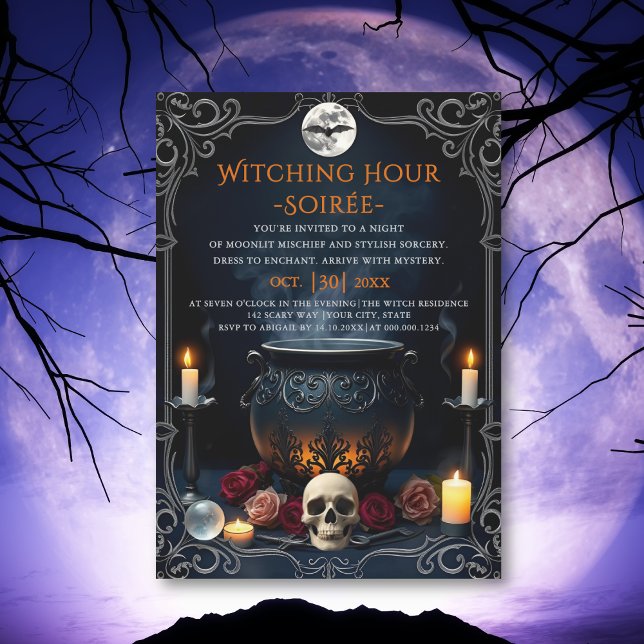 Witching Hour Soirée cauldron adult Halloween  Invitation (Creator Uploaded)