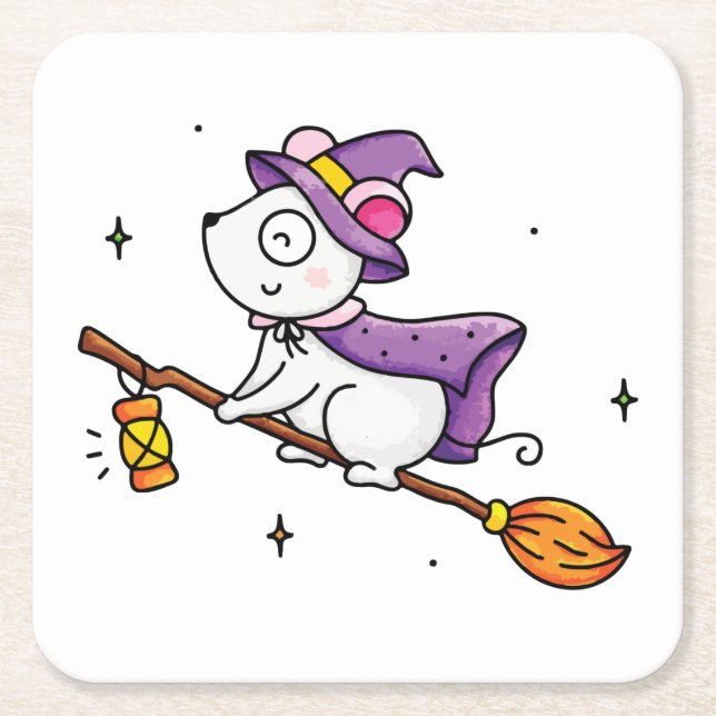 Witching hour square paper coaster (Front)