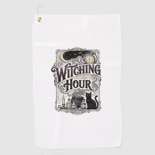 Witching Hour Vintage Engraving Witchy Design_1 Golf Towel