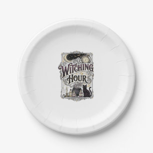 Witching Hour Vintage Engraving Witchy Design_1 Paper Plates