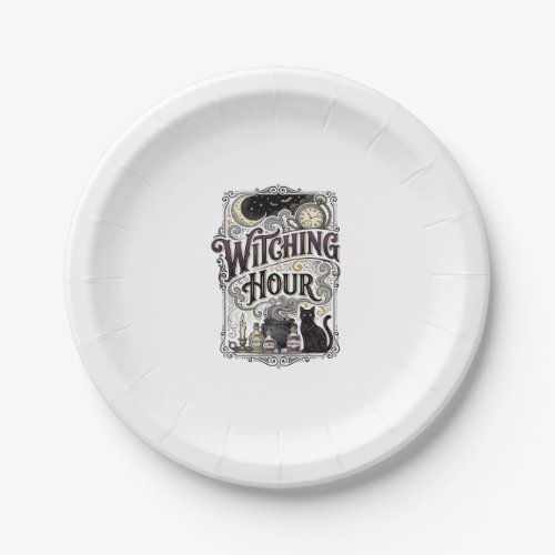 Witching Hour Vintage Engraving Witchy Design_1 Paper Plates