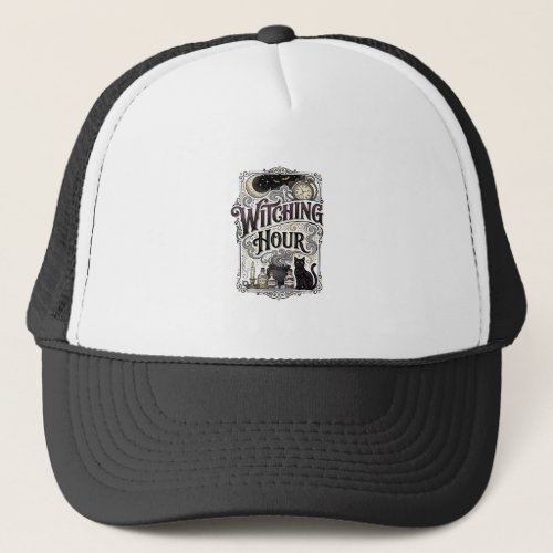 Witching Hour Vintage Engraving Witchy Design_1 Trucker Hat