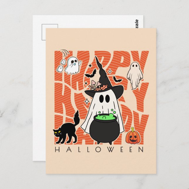Witching Up Fun | Happy Halloween Magic & Mischief Postcard (Front/Back)