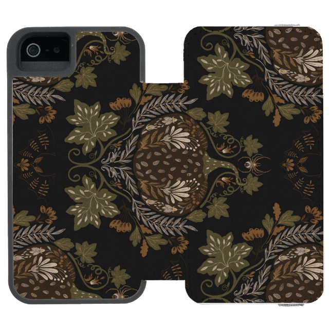 Witching Vine Folkloric Halloween Pumpkin Pattern  Incipio iPhone Wallet Case (Folio Open)