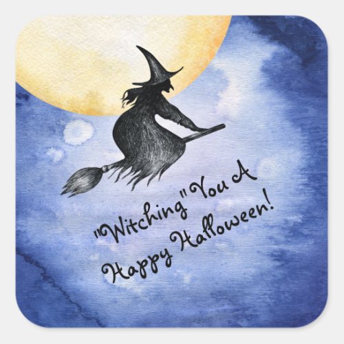 Witching You A Happy Halloween Square Sticker