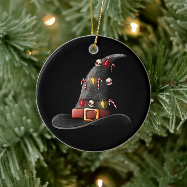 Witching You A Merry Christmas Ceramic Ornament (Tree)