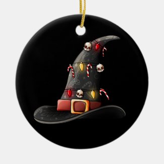 Witching You A Merry Christmas Ceramic Ornament