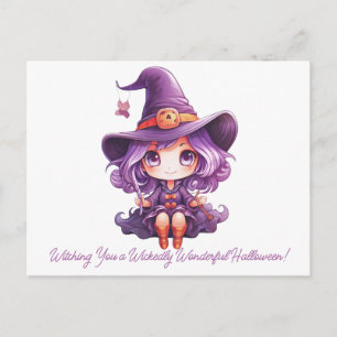 Witching You a Wickedly Wonderful Halloween Holiday Postcard