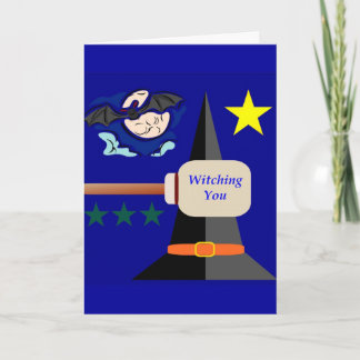 Witching You Card Blue Background