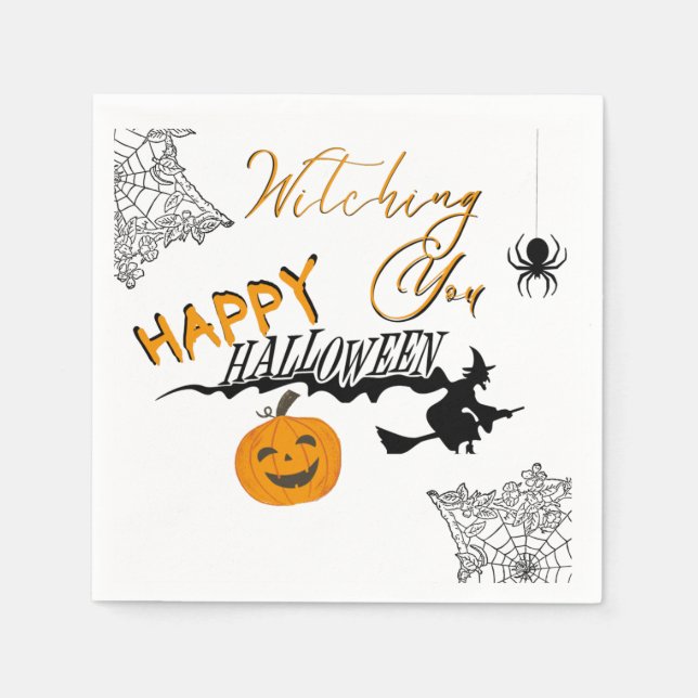 Witching You Happy Halloween party napkin (Front)