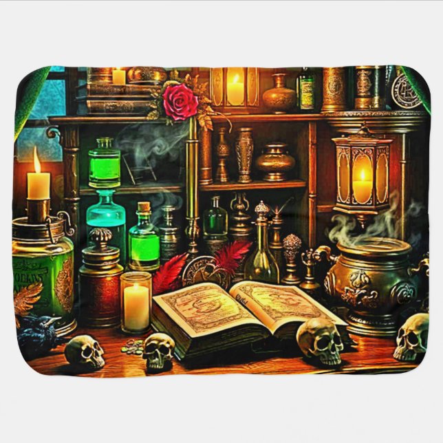 Witch's Altar Mystical Night Brew Design Baby Blanket (Horizontal)