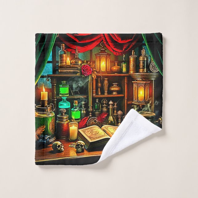 Witch's Altar Mystical Night Brew Design Bath Towel Set (Wash Cloth)