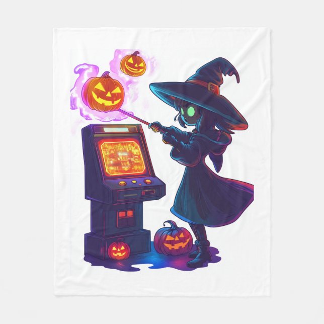 Witch's Arcade Night Fleece Blanket (Front)