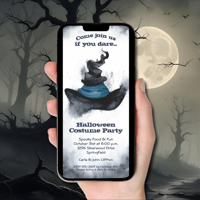 Witch's Black Hat Halloween Invitation (Witch's Black Hat Halloween Invitations INSTANT DOWNLOAD and/or printed)