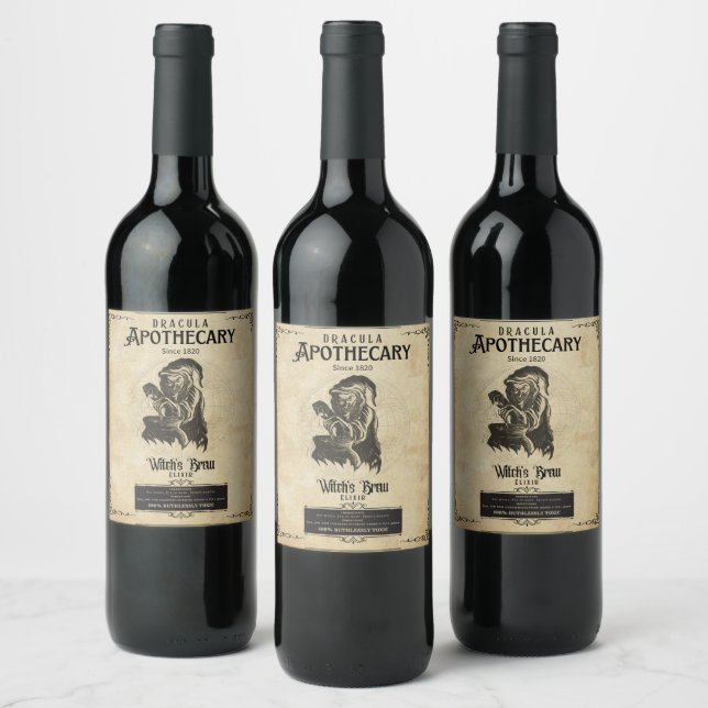 Witch's Brew Apothecary Halloween Wine Label (Bottles)