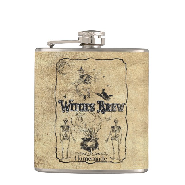 Witch's Brew - Dark Gothic Humor Flask (Front)