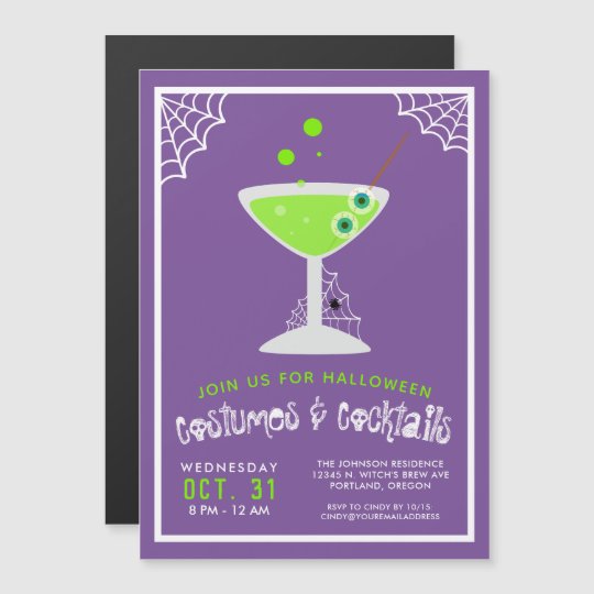 Witch's Brew Halloween Cocktail Costume Party Magnetic Invitation ...