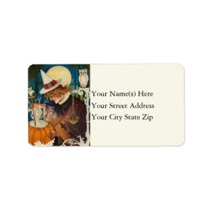 Witch's Brew in Pumpkin Vintage Address Label