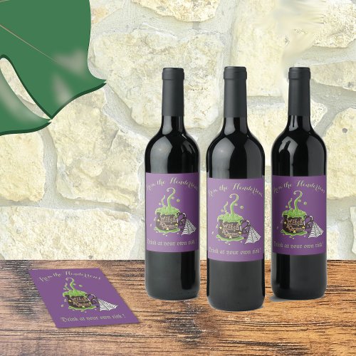 Witchs brew modern purple personalized wine label