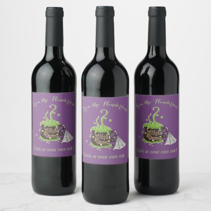 Witch's brew modern purple personalized wine label
