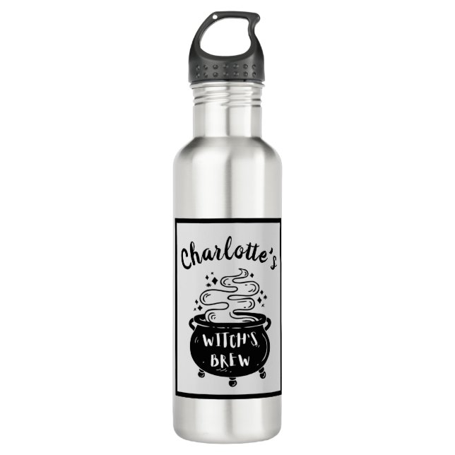 Witch's Brew Personalized Halloween Stainless Steel Water Bottle (Front)