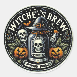 Witch's Brew Poison Classic Round Sticker