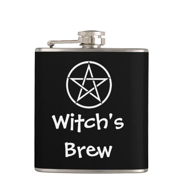 Witch's Brew Wiccan Pagan Pentacle Hip Flask (Front)