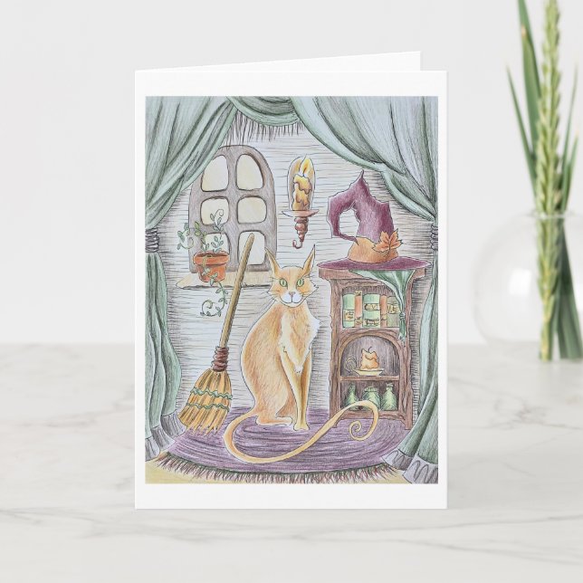 Witch's Cat greeting card (Front)