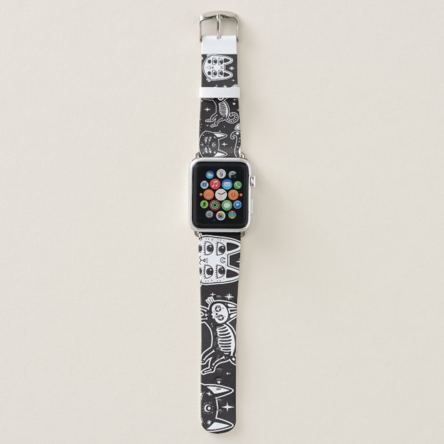 Witch's Cat: Vintage Isolated Illustration Apple Watch Band (Front)