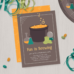 Witch's Cauldron Halloween Invitation
