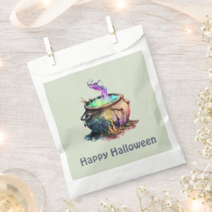 Witch's Cauldron Smoke Green Happy Halloween Favor Bag
