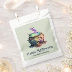 Witch's Cauldron Smoke Green Happy Halloween Favor Bag