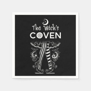 Witch's Coven Witch Legs Black White Halloween  Napkins