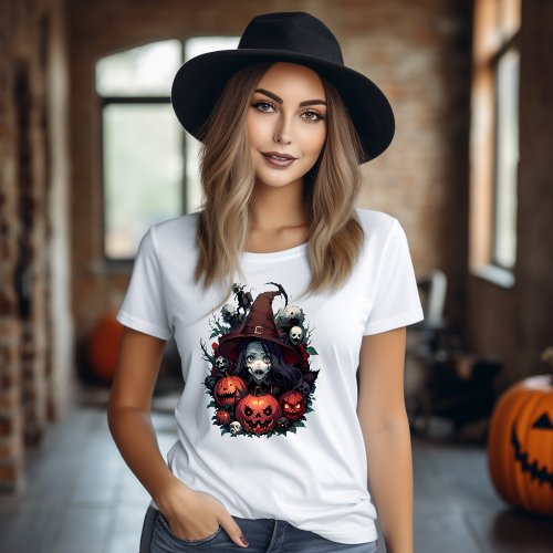 Witchs crane t_shirt and horror pumpkin