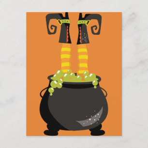 Witch's Feet Sticking out of a bubbling cauldron Invitation