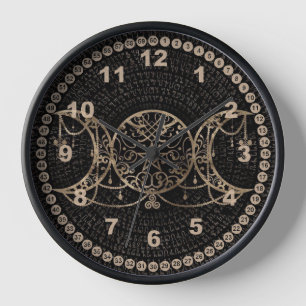 Witch's Gold Triple Moon/Goddess/Hekate #2 Clock
