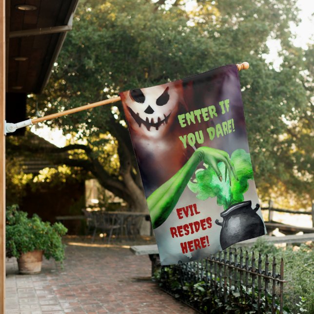 Witch's Halloween Enter if You Dare House Flag (In SItu)