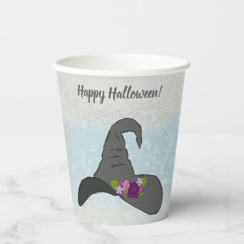 Witchs Hat and Flowers Custom Halloween Party Pap Paper Cups