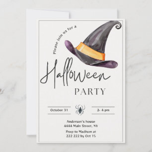 Witch's Hat Halloween Invitation
