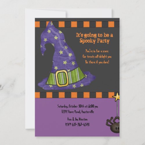 Witchs Hat Halloween Party Invitation