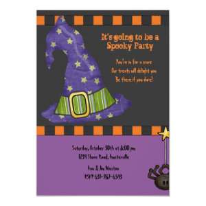 Witch's Hat Halloween Party Invitation